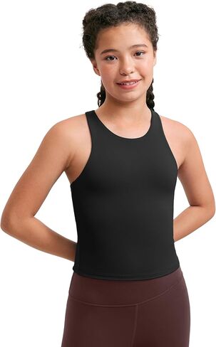 CRZ YOGA Girls Butterluxe Double Lined Tank Tops Waist Length High Neck Racerback Sleeveless Teen Kids Active Casual Dance in Kuwait