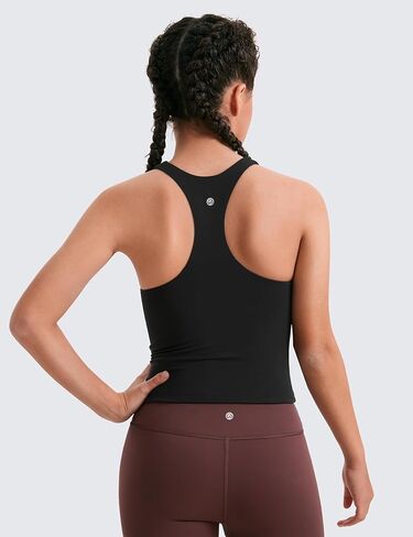 CRZ YOGA Girls Butterluxe Double Lined Tank Tops Waist Length High Neck Racerback Sleeveless Teen Kids Active Casual Dance in Kuwait