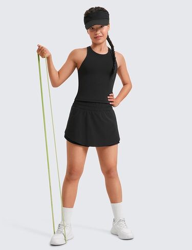 CRZ YOGA Girls Butterluxe Double Lined Tank Tops Waist Length High Neck Racerback Sleeveless Teen Kids Active Casual Dance in Kuwait