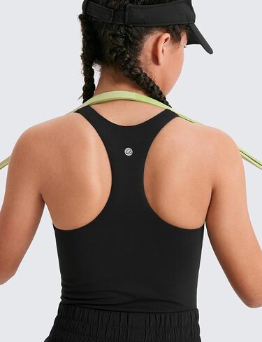 CRZ YOGA Girls Butterluxe Double Lined Tank Tops Waist Length High Neck Racerback Sleeveless Teen Kids Active Casual Dance in Kuwait