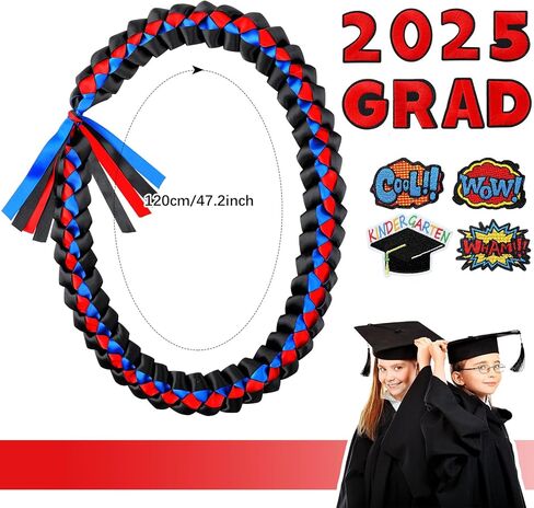 تخرج Hotop Hotop Leis Kids Classergarten Class of 2025 Money Leis 47.2 inch double loved necklace for boys girls arvon ripbon handmade congrats gift in Kuwait