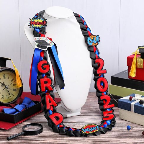 تخرج Hotop Hotop Leis Kids Classergarten Class of 2025 Money Leis 47.2 inch double loved necklace for boys girls arvon ripbon handmade congrats gift in Kuwait