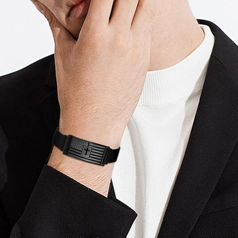 هدايا التخرج من دودينر-العلم الأمريكي/العلم سوار الصليب للرجال ، هدية مجوهرات آية الكتاب المقدس من الفولاذ المقاوم للصدأ ، هدايا التخرج له الرجال in Kuwait