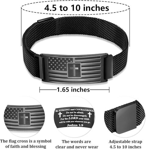 هدايا التخرج من دودينر-العلم الأمريكي/العلم سوار الصليب للرجال ، هدية مجوهرات آية الكتاب المقدس من الفولاذ المقاوم للصدأ ، هدايا التخرج له الرجال in Kuwait