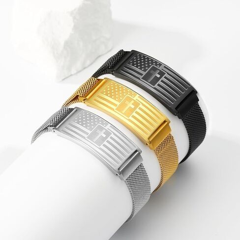 هدايا التخرج من دودينر-العلم الأمريكي/العلم سوار الصليب للرجال ، هدية مجوهرات آية الكتاب المقدس من الفولاذ المقاوم للصدأ ، هدايا التخرج له الرجال in Kuwait