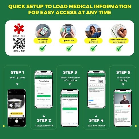 Upgraded Medical Bracelets Men Women with QR Code Medical Alert ID Bracelets - Titanium Steel Wristband Fits Wrists Up 8''-10'' - More Space Custom Emergency Med ID Info in Saudi Arabia