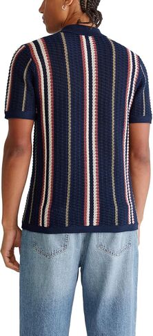 AEROPOSTALE Men's Striped Open-Knit Buttoned Sweater Polo in Kuwait