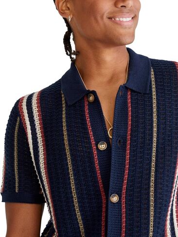 AEROPOSTALE Men's Striped Open-Knit Buttoned Sweater Polo in Kuwait