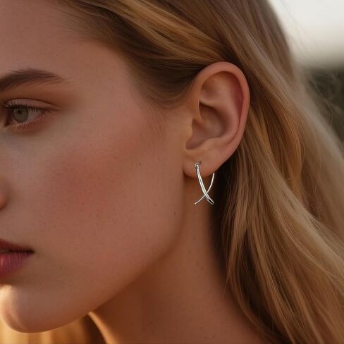 Sluynz 925 Sterling Silver x أقراط للنساء المراهقات البسيطة أقراط Hoop Huggie in Kuwait