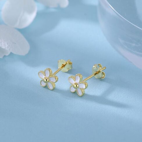 SLUYNZ Solid 925 Sterling Silver Little Daisy Earrings Studs for Women Teens Petite Flowers Studs Earrings in Kuwait