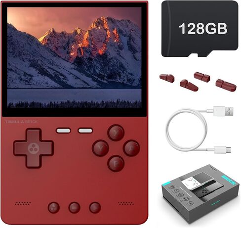 Trimui Brick Handheld Game Console 3.2 inches Display Game Console ، وتدعم شاشة IPS 1024 × 768 أجهزة محاكاة متعددة ، Linux System مدمجة 64 جرام TF Red in Kuwait