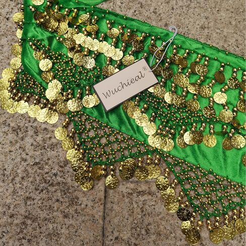 Wuchieal Women's Sweet Bellydance Hip Scarf with Gold Coins Skirts Wrap Noisy in Kuwait