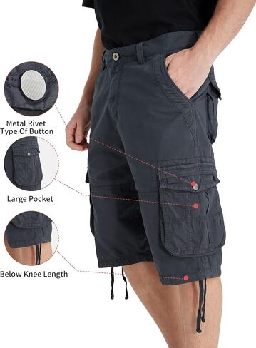 Cargo Shorts for Men Multi Pockets Mens Shorts Below Knee Casual Hiking Summer Shorts in Saudi Arabia