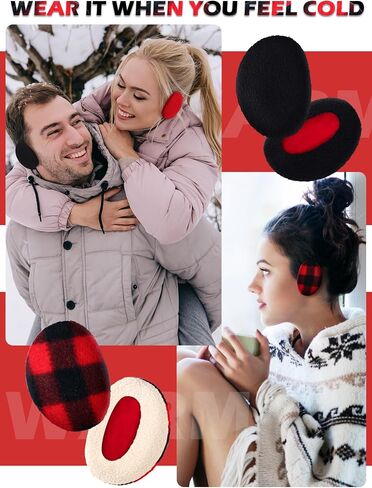 Geyoga 4 Pairs Bandless Ear Muffs Fleece Thick Winter Ear Covers Warmer Cold Weather for Women in Saudi Arabia