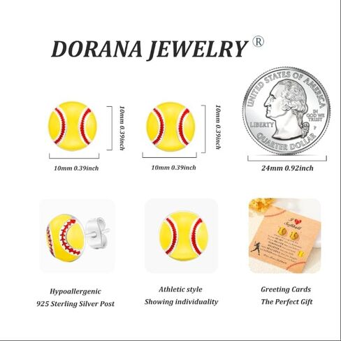 S925 Sterling Sliver Sports Earrings Stud for Teen Girls Kids Baseball/Soccer/Volleyball/Basketball/Softball/Football Hypoallergenic Stud Earrings Game Day Jewelry Gift in Saudi Arabia