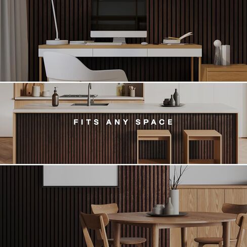 2-Pack Acoustic Wood Wall Panels - Wood Slat Wall Panels for Interior Wall Decor - Soundproof Wood Panels for Wall - Slat Wall Paneling - Black Oak - 47.2 * 23.6 in in Saudi Arabia