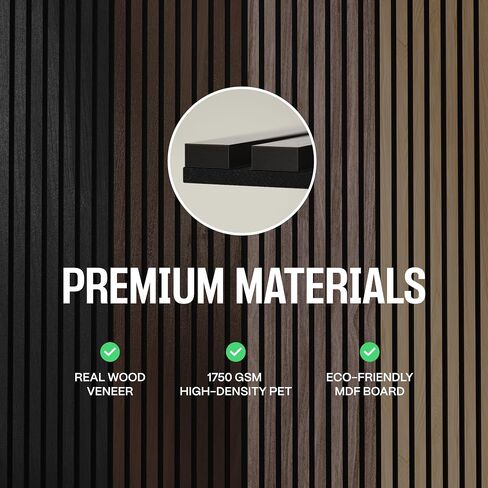 2-Pack Acoustic Wood Wall Panels - Wood Slat Wall Panels for Interior Wall Decor - Soundproof Wood Panels for Wall - Slat Wall Paneling - Black Oak - 47.2 * 23.6 in in Saudi Arabia