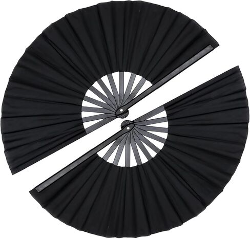 13 Inch Clack Popping Line Dancing Fans Boots on The Ground Large Foldable Hand Fan Make Sound for Dance Rave (Black 2 Pack) in Kuwait
