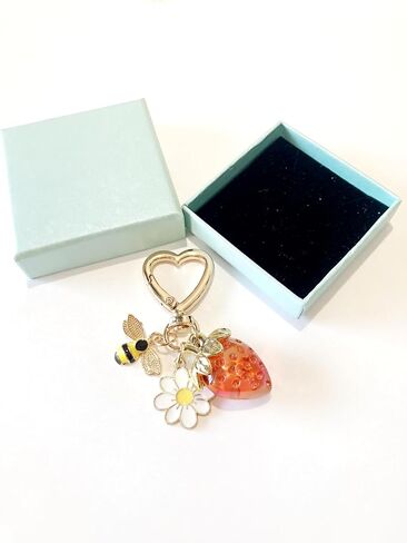 SIGZKK Cute Cherry Strawberry bag charms keychain purse accessories charm for women handbags Kawaii Flower Car Key Chain in Saudi Arabia