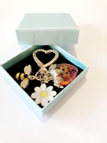 SIGZKK Cute Cherry Strawberry bag charms keychain purse accessories charm for women handbags Kawaii Flower Car Key Chain in Saudi Arabia