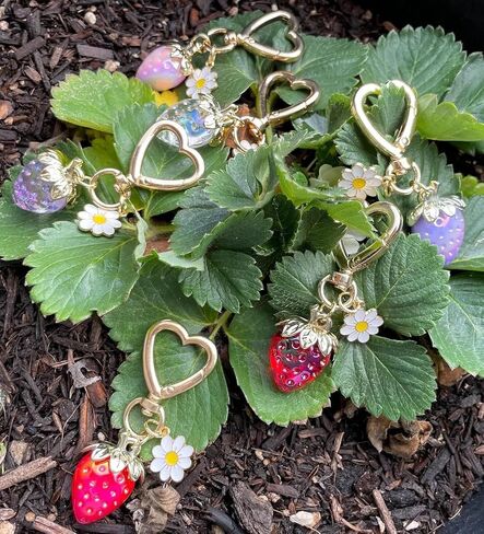 SIGZKK Cute Cherry Strawberry bag charms keychain purse accessories charm for women handbags Kawaii Flower Car Key Chain in Saudi Arabia