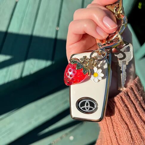 SIGZKK Cute Cherry Strawberry bag charms keychain purse accessories charm for women handbags Kawaii Flower Car Key Chain in Saudi Arabia