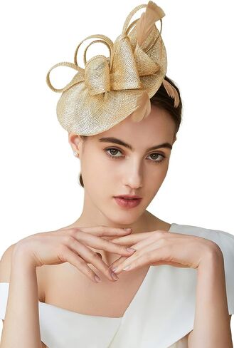 BABEYOND Women's Pillbox Fascinator Hat Kentucky Derby Hat Feather Fascinator Headband Tea Party Fascinator Hat for Cocktail in Kuwait