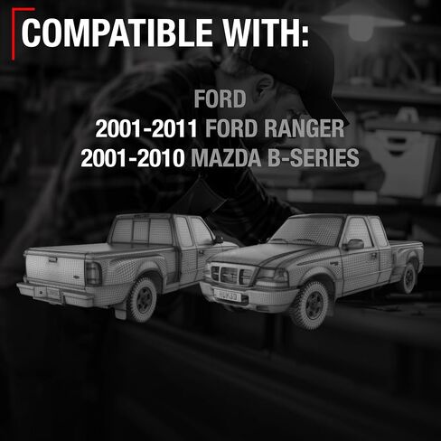 مجموعة مقابض الباب الخارجية، الأمامي الأيسر والأيمن - متوافق مع 1998-2011 Ford Ranger، 2001-2010 Mazda B2300، B3000، B4000 - أسود مزخرف، معدن - OEM 2L5Z-1022404-BAA، 6L2Z7822405DBPT in Kuwait