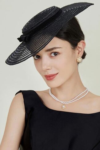 BABEYOND Wide Brim Tea Party Fascinator Kentucky Hat Derby Fascinator Wedding Hat for Cocktail in Kuwait