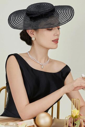 BABEYOND Wide Brim Tea Party Fascinator Kentucky Hat Derby Fascinator Wedding Hat for Cocktail in Kuwait