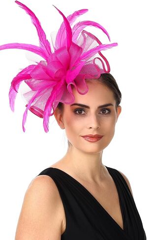 Lucky Leaf Girl Lady Hat Headwear Organza Church Feather Clip Fascinators Hat Wedding Party Cap for Women in Saudi Arabia