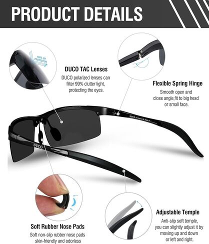 DUCO Mens Sports Polarized Sunglasses UV Protection Sunglasses for Men 8177s in Saudi Arabia