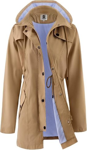SaphiRose Women's Long Rain Jacket Waterproof Rain Coat with Hood Outdoor Light Raincoats Windbreaker in Saudi Arabia