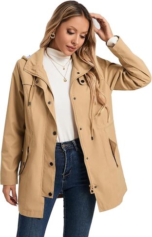 SaphiRose Women's Long Rain Jacket Waterproof Rain Coat with Hood Outdoor Light Raincoats Windbreaker in Saudi Arabia