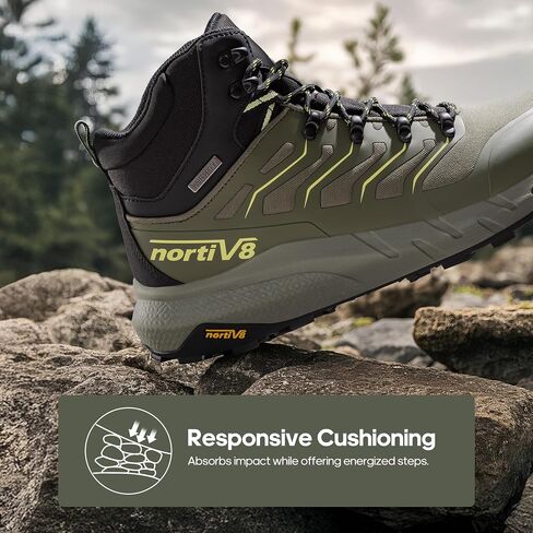 NORTIV 8 Men's Lightweight Hiking Boots Waterproof Breathable Outdoor Trekking Camping Ankle Boots Fern in Saudi Arabia