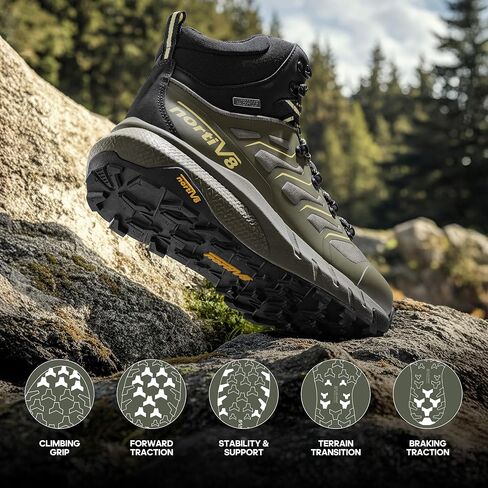 NORTIV 8 Men's Lightweight Hiking Boots Waterproof Breathable Outdoor Trekking Camping Ankle Boots Fern in Saudi Arabia