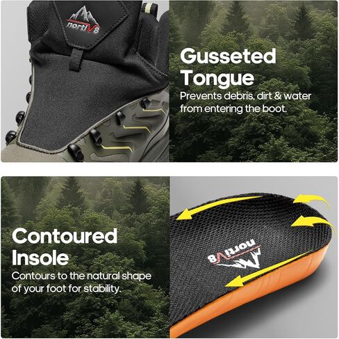NORTIV 8 Men's Lightweight Hiking Boots Waterproof Breathable Outdoor Trekking Camping Ankle Boots Fern in Saudi Arabia