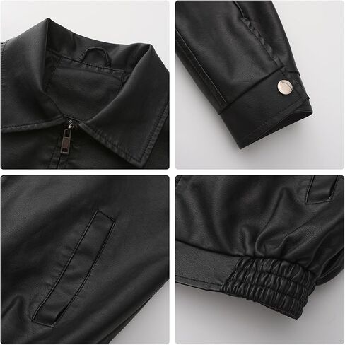 hathne Women's Oversized Leather Jackets Faux Zip Up Fall Fashion Motorcycle Jackets Coats Winter Clothes in Saudi Arabia