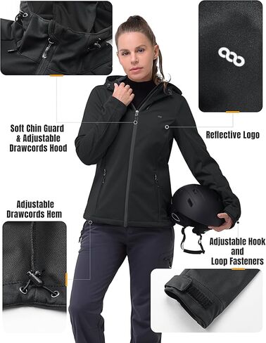 33,000ft Women's Softshell Jacket with Hood Waterproof Lightweight Windbreaker Windproof Rain Shell Jacket for Outdoor Hiking in Saudi Arabia