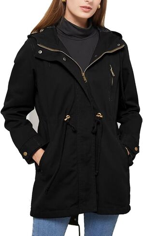 السترات العسكرية العسكرية غير الرسمية للسيدات ANORAK فائدة عالية الخصر الرباط ZIP UP غطاء محرك السيارة in Kuwait