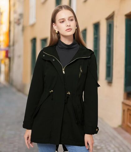 السترات العسكرية العسكرية غير الرسمية للسيدات ANORAK فائدة عالية الخصر الرباط ZIP UP غطاء محرك السيارة in Kuwait