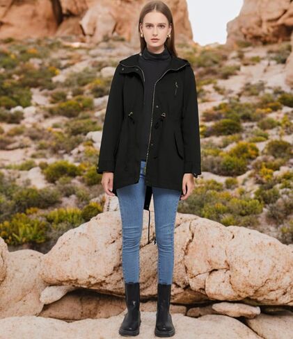 السترات العسكرية العسكرية غير الرسمية للسيدات ANORAK فائدة عالية الخصر الرباط ZIP UP غطاء محرك السيارة in Kuwait