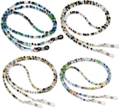 BILIONE 4Pcs Beaded Eyeglass Chains for Women & Girls, Sunglass Holder Strap Around Neck, Acrylic Glasses Hanger Keeper in Saudi Arabia