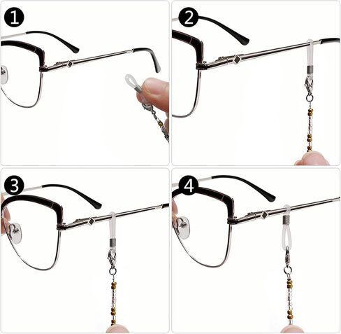 BILIONE 4Pcs Beaded Eyeglass Chains for Women & Girls, Sunglass Holder Strap Around Neck, Acrylic Glasses Hanger Keeper in Saudi Arabia