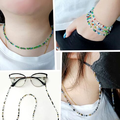 BILIONE 4Pcs Beaded Eyeglass Chains for Women & Girls, Sunglass Holder Strap Around Neck, Acrylic Glasses Hanger Keeper in Saudi Arabia