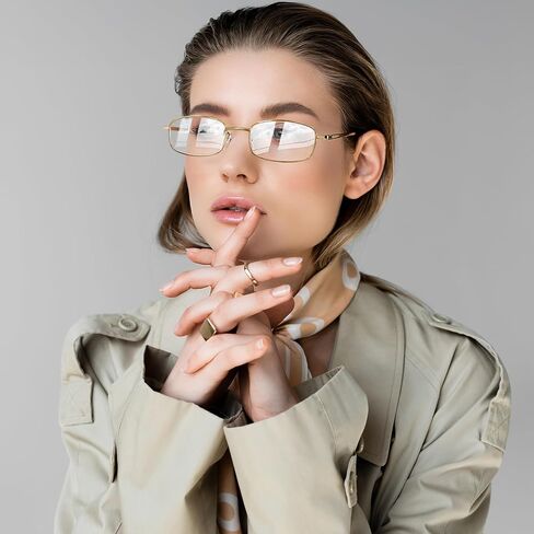 FEISEDY Vintage Blue Light Glasses for Women Metal Y2K Rectangle Glasses Gold Silver Fake Nerd Eyewear Frame B0271 in Saudi Arabia