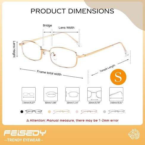 FEISEDY Vintage Blue Light Glasses for Women Metal Y2K Rectangle Glasses Gold Silver Fake Nerd Eyewear Frame B0271 in Saudi Arabia