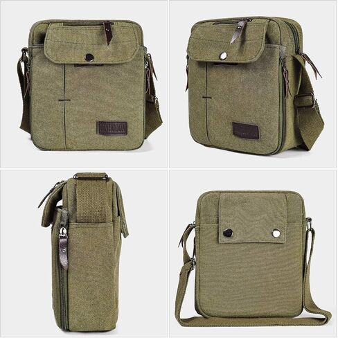 Canvas Small Messenger for Men Women, Mini Crossbody Shoulder Chest Travel Bag, Multi-pocket Purse in Kuwait