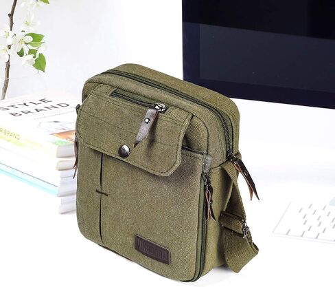 Canvas Small Messenger for Men Women, Mini Crossbody Shoulder Chest Travel Bag, Multi-pocket Purse in Kuwait