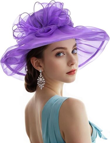 Litter Star Kentucky Derby Organza Hats Wide Brim Hat for Women - Perfect for Tea Party Bridal Church Wedding in Saudi Arabia